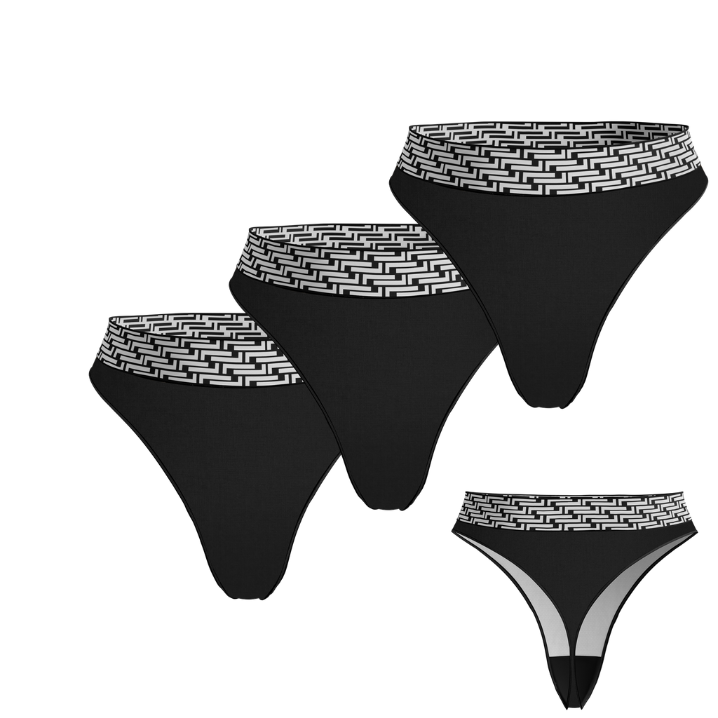 LL BLACK COTTON THONG 3 PACK